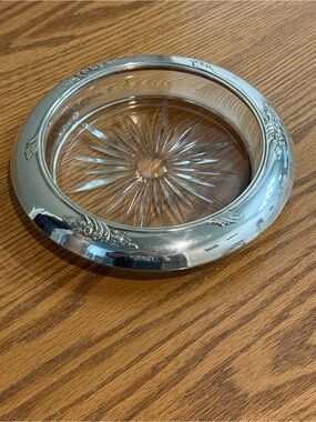 Vintage Frank M Whiting & Co. R60 Sterling and Cut Glass Cigar Dish Wine Coaster